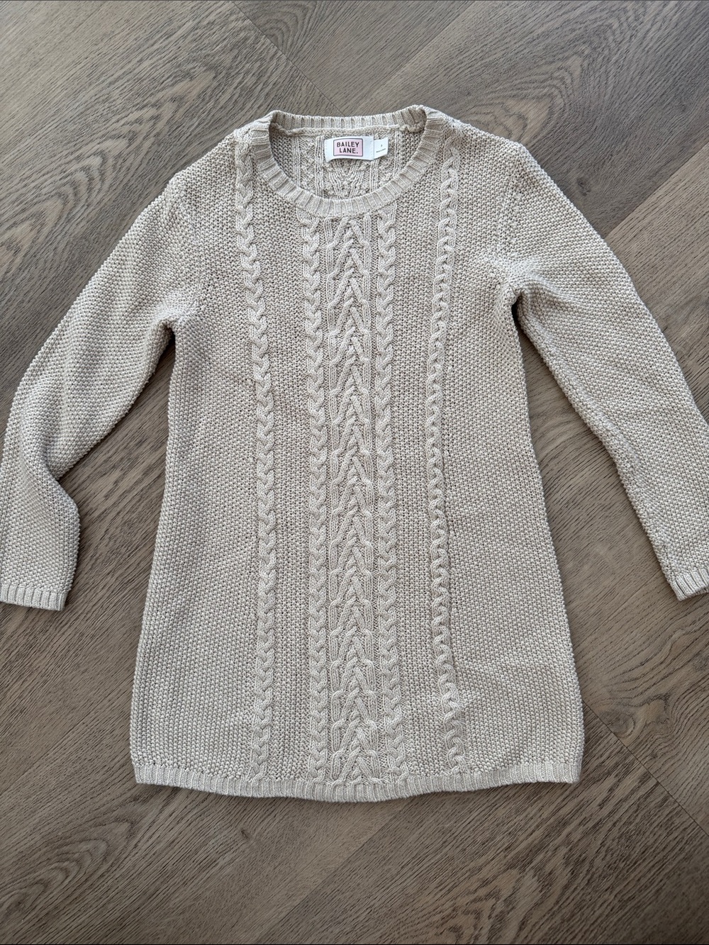 Bailey Cream Cable-Knit Crewneck Dress for Kids